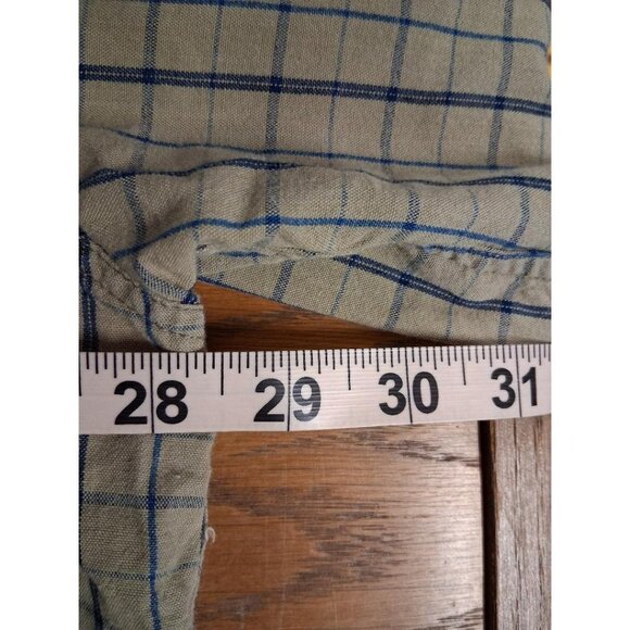 L.L.Bean Mens XXL Tall Beige & Blue Plaid Button-Down Long-Sleeve Shirt 100% Cot - Picture 5 of 6